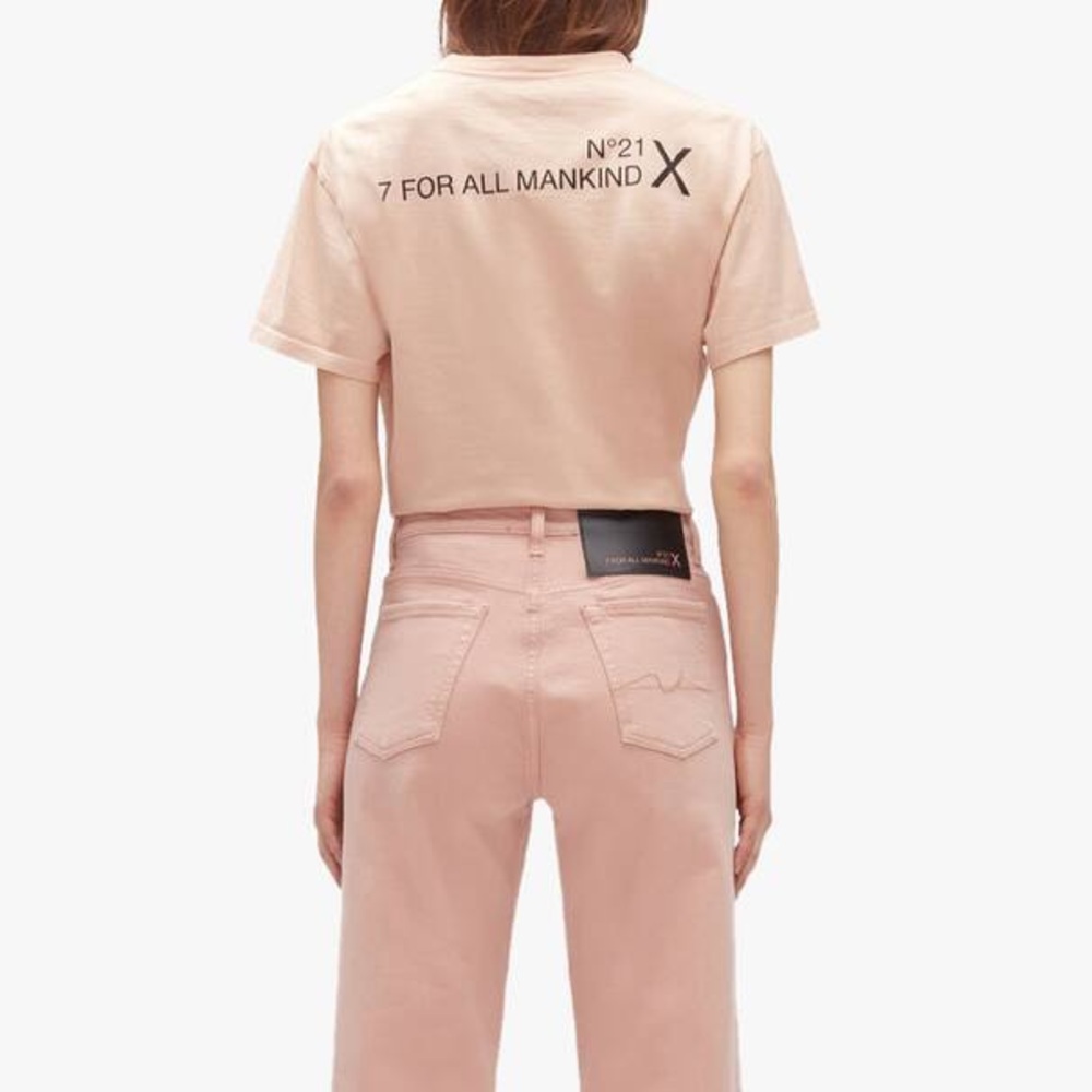 7 For All Mankind Powder Pink / Beige Graphic Tee